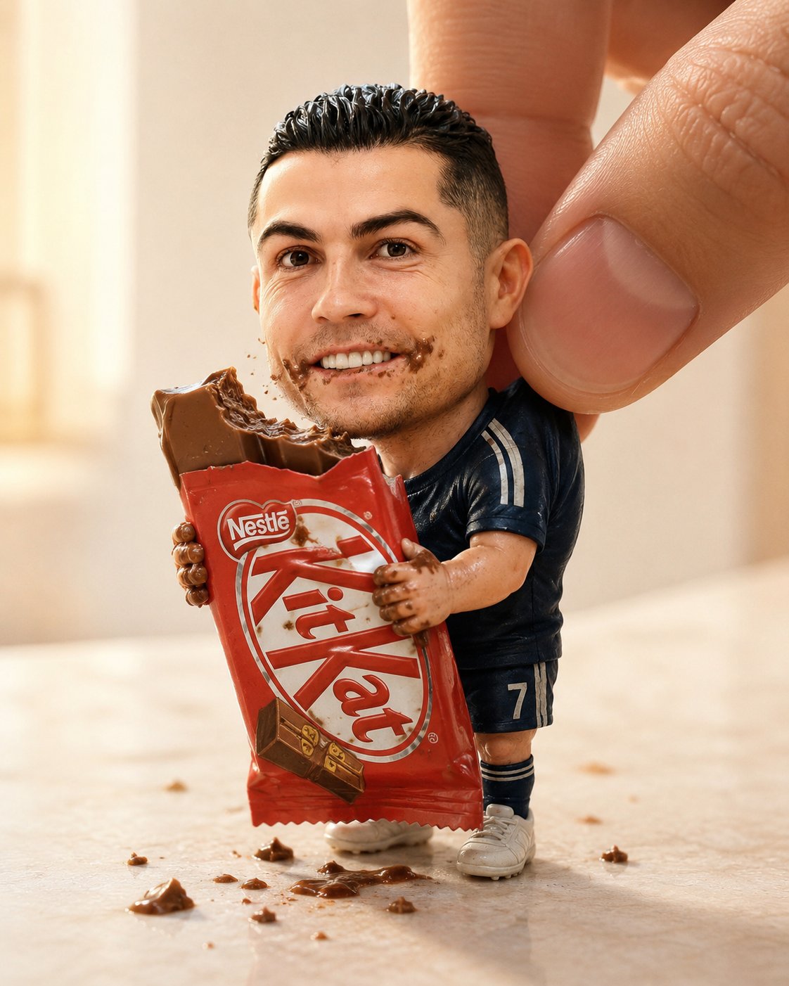 Doll Clutching Giant Chocolate Bar
