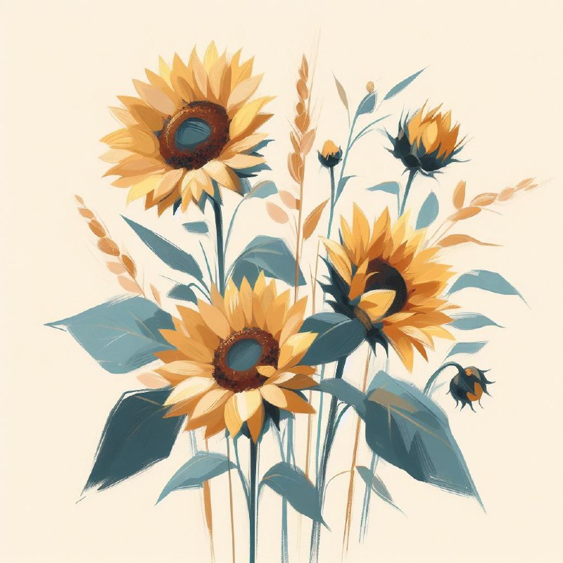 Minimalist Sunflowers Flat Acrylic in Soft Citrine Tones