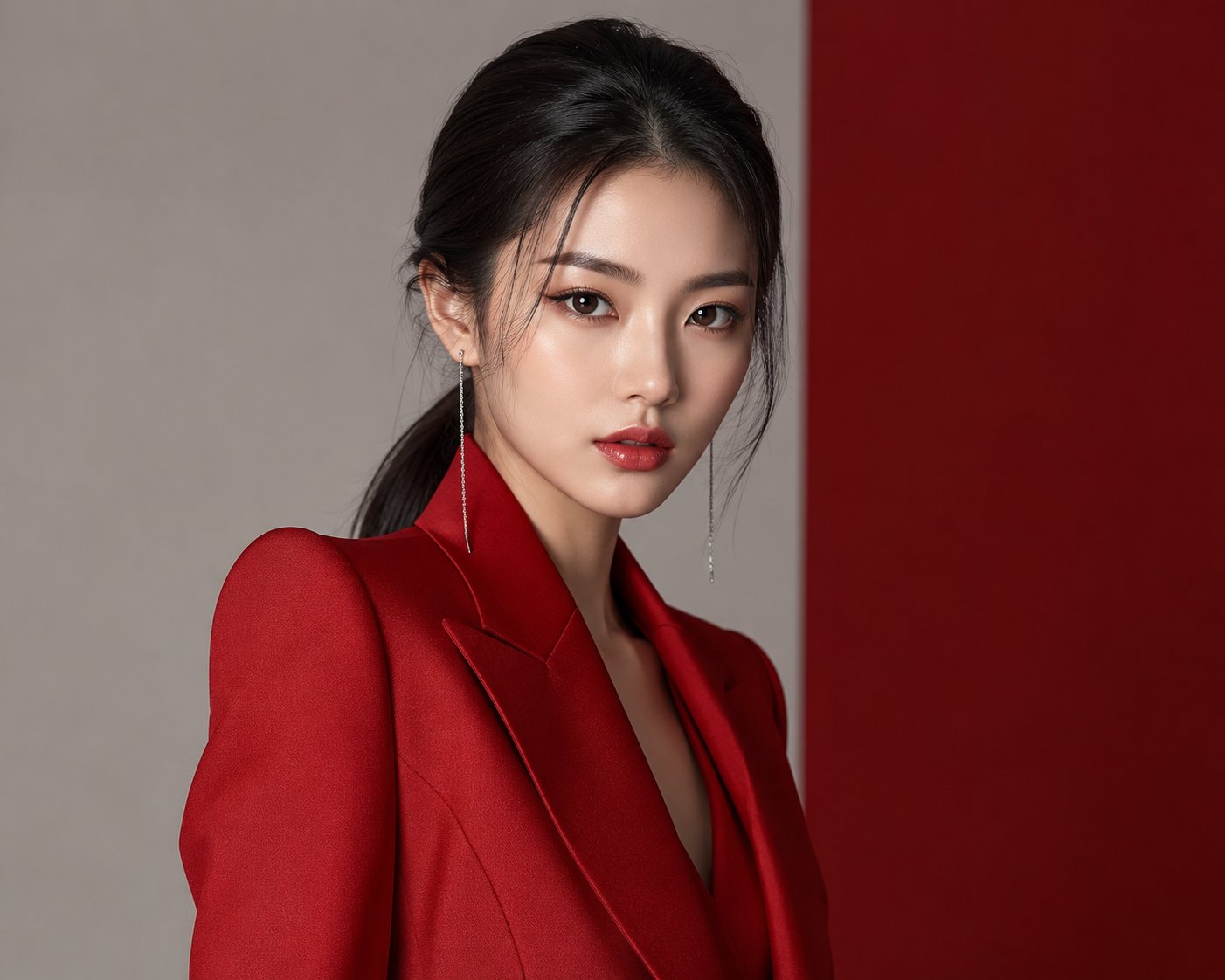 Crimson Power Suit Editorial