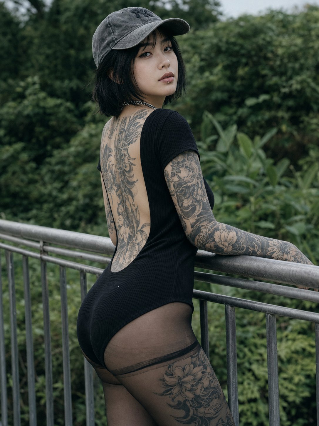 Dark Tattoo Girl Outdoor Portrait
