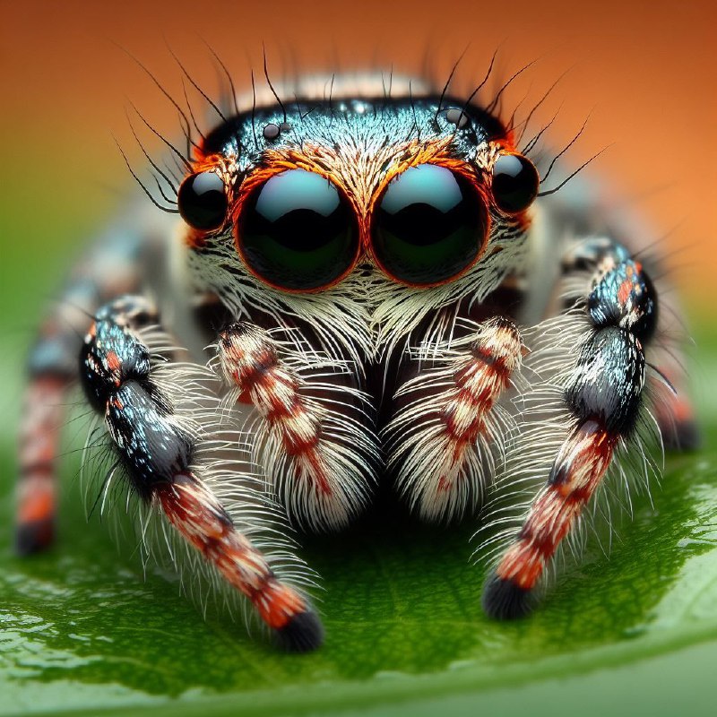 Peacock Spider on Leaf Macro Photography Close-Up