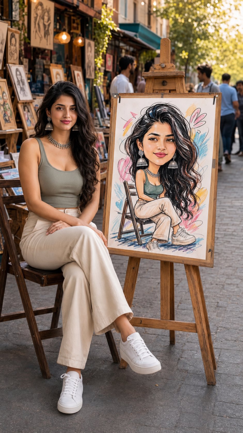 South Asian Woman Art Market Portrait