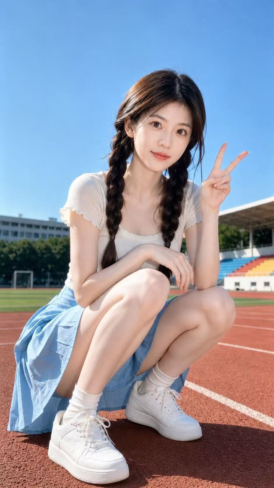 Sunny Campus Sports Field Portrait