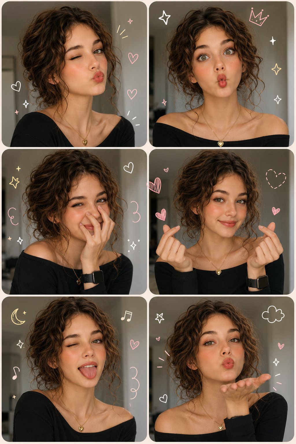 Playful Six-Panel Beauty Collage