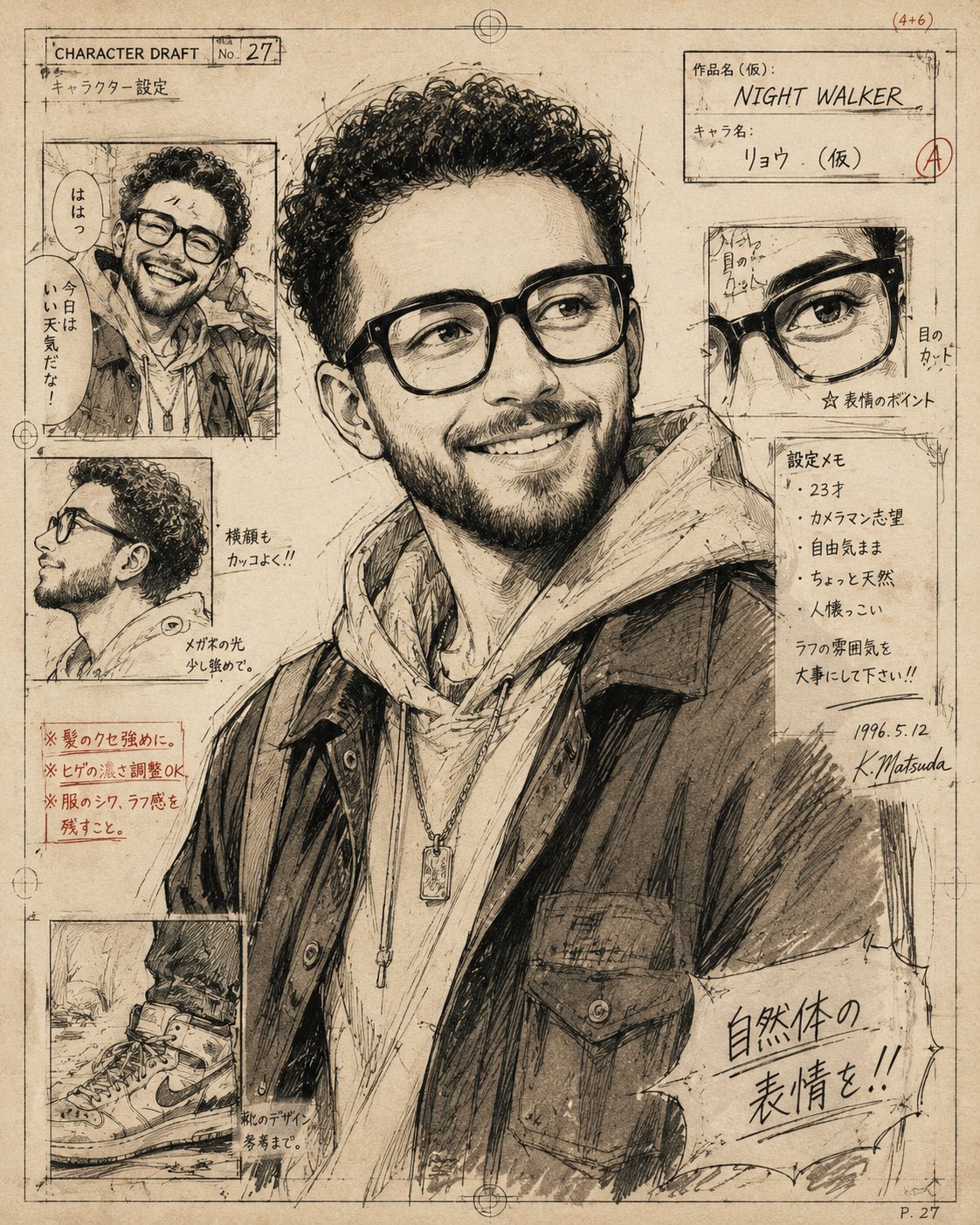 Retro Manga Draft Portrait Creation