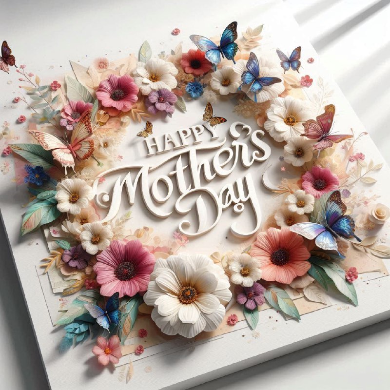 3D Watercolor Flowers and Butterflies Mother's Day Art