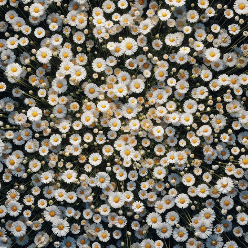 Overhead View of Daisy Field Realistic Wide Shot