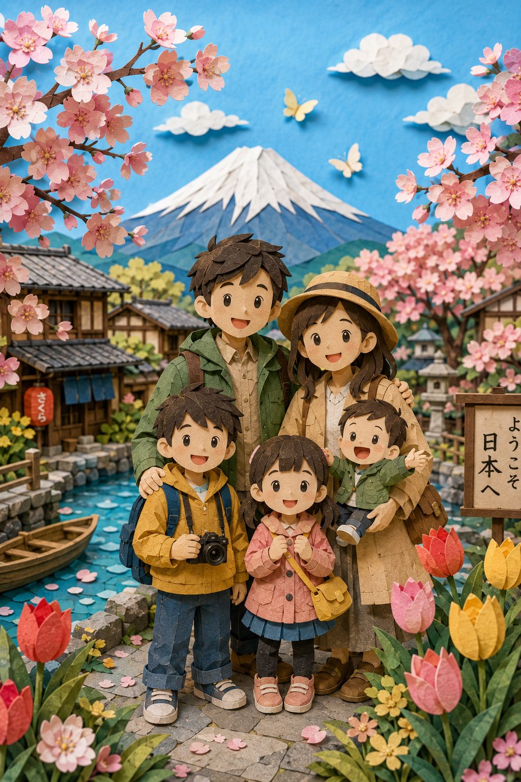 Paper-Cut Spring Family Portrait
