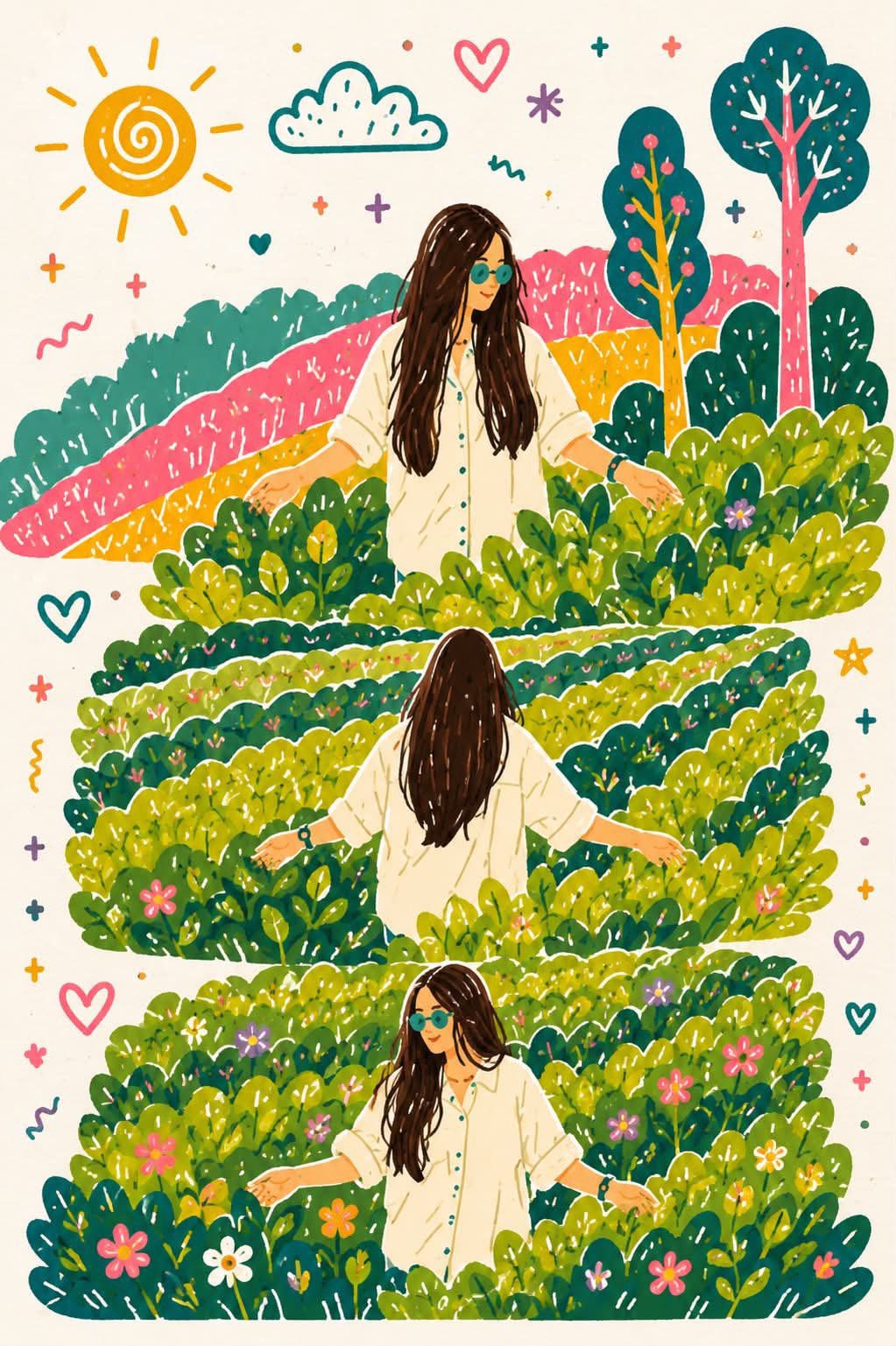 Tea Garden Fairy Tale Triptych
