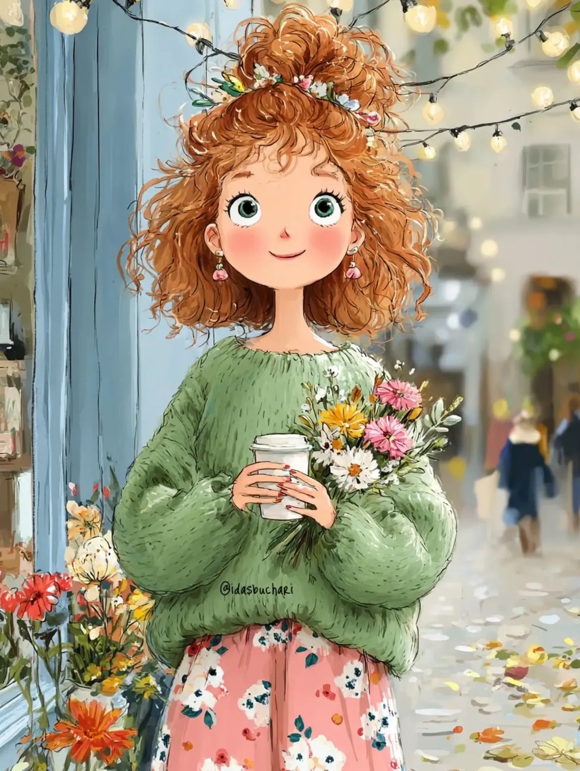 Autumn Fairy Tale Girl Watercolor