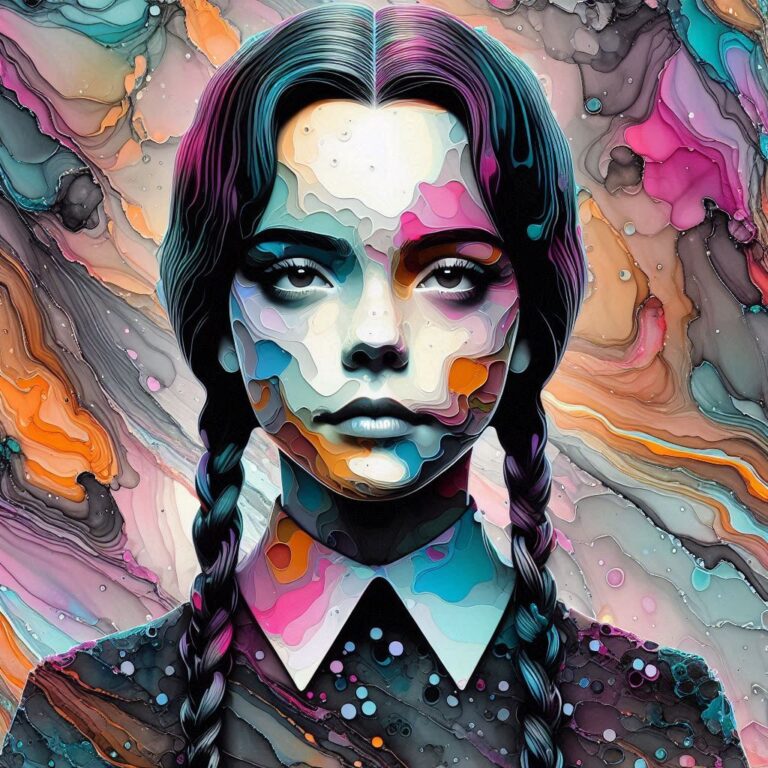 Vibrant Wednesday Addams Artwork