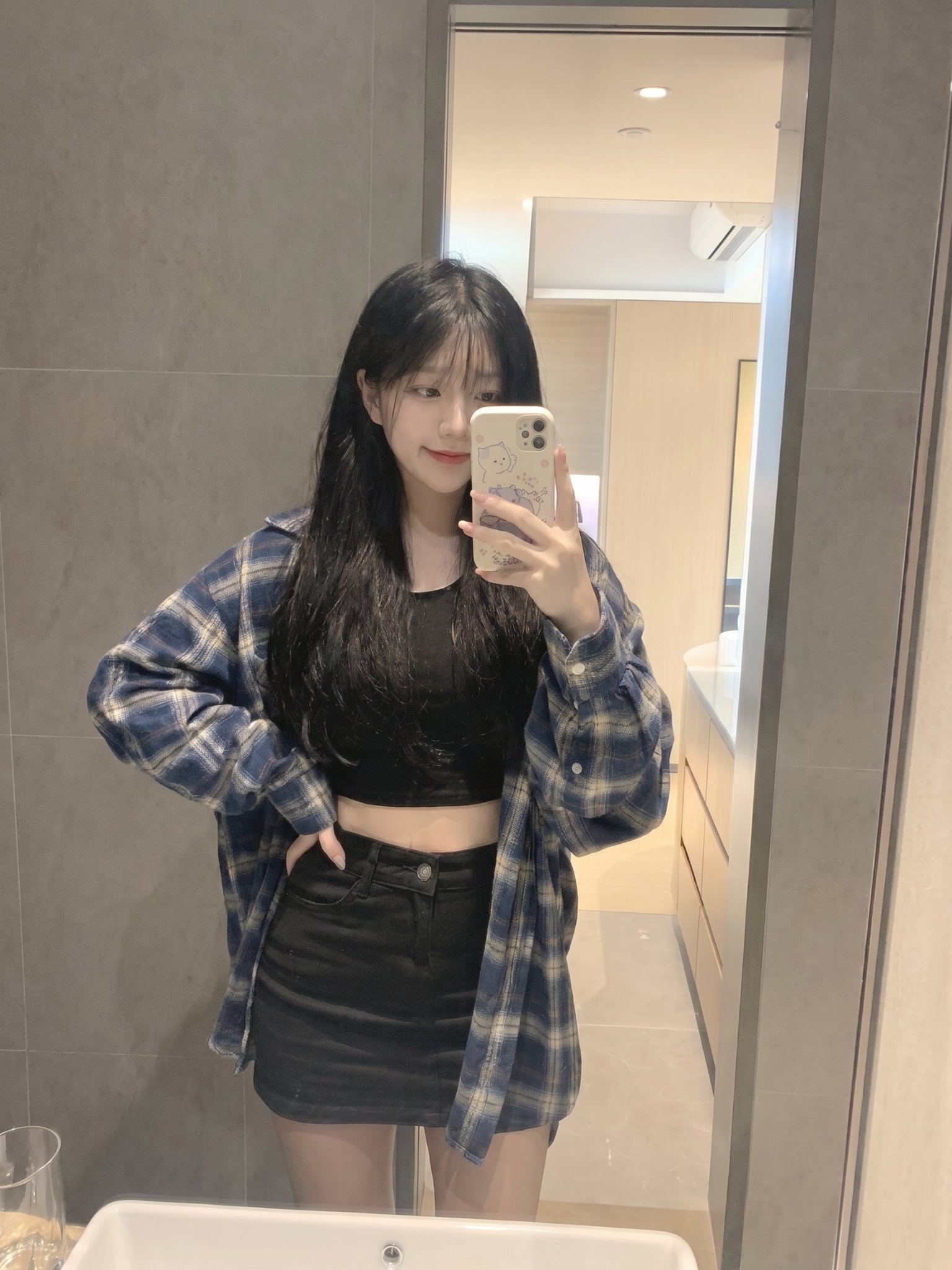 Casual Bathroom Mirror Selfie