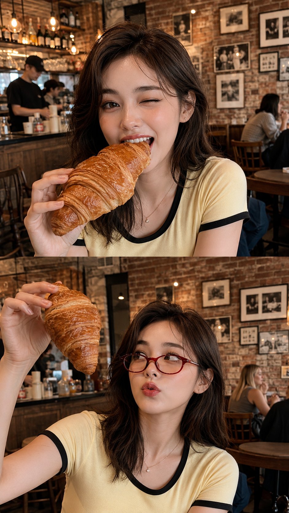 Café Croissant Girl Portrait