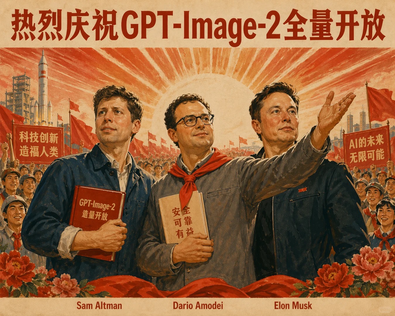 AI Leaders Retro Propaganda Poster