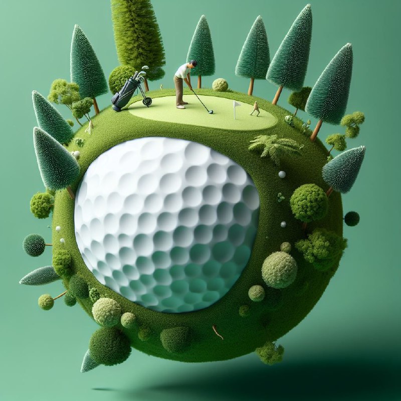 Tiny Golfer Playing Atop Oversized White Golf Ball
