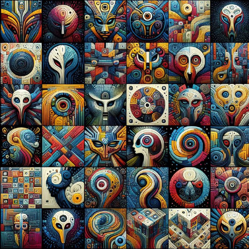 Colorful Geometric Pattern Collection Textured Impasto