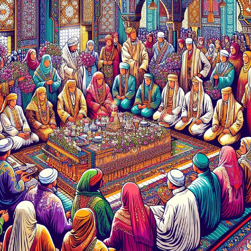 Traditional Moroccan Wedding in Pop-Art Color Drawing
