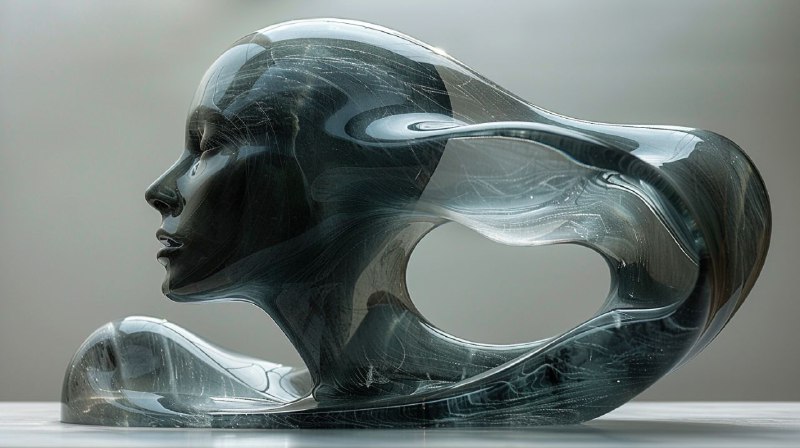 Surreal Klein Bottle Containing Human Head Abstract