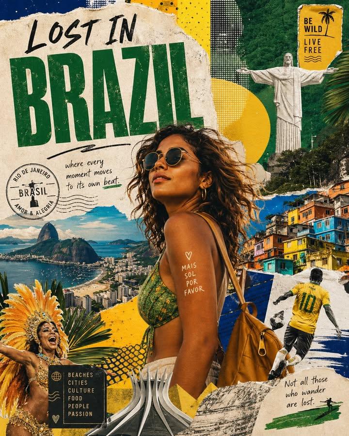 Lost in Country Travel Collage