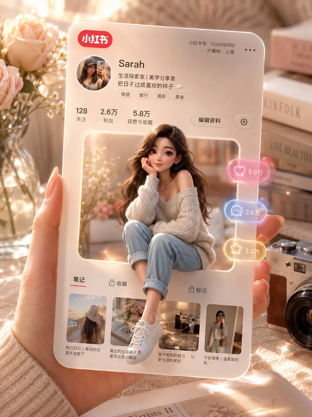 Dreamy 3D Xiaohongshu Card Aesthetic