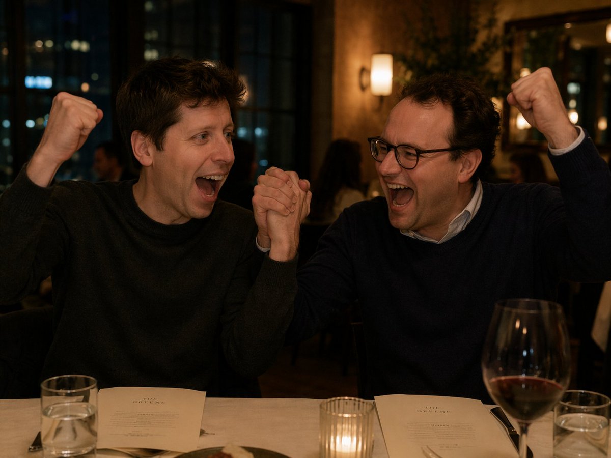 Victory Cheers at Restaurant