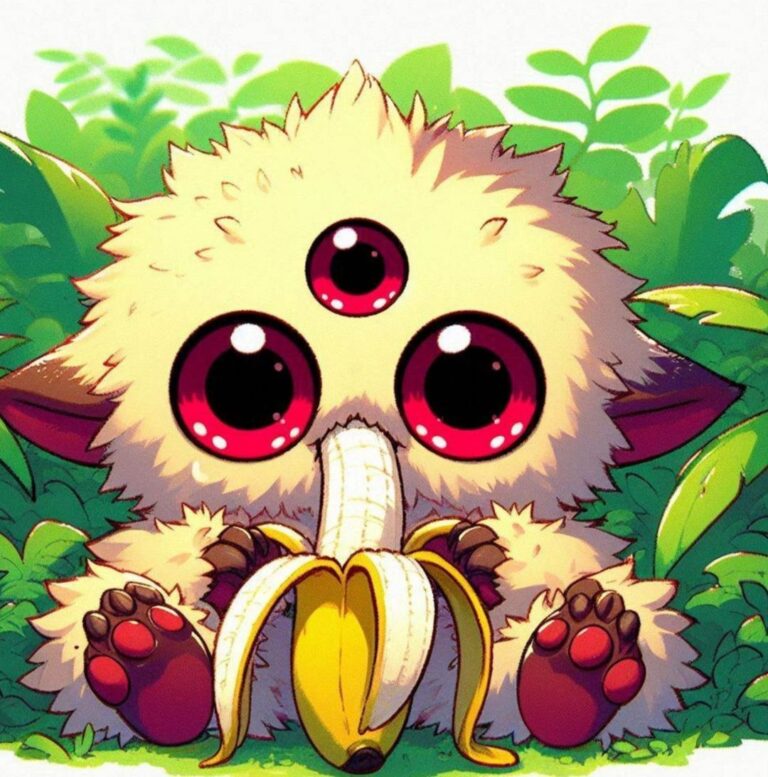 Cute Fuzzy Monster in Jungle