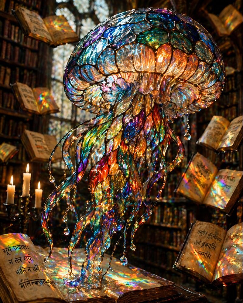 Stained Glass Jellyfish Macro Art