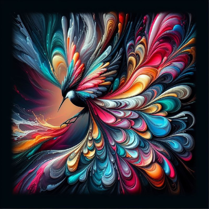 Liquid Metal Abstract Painting on Black Background