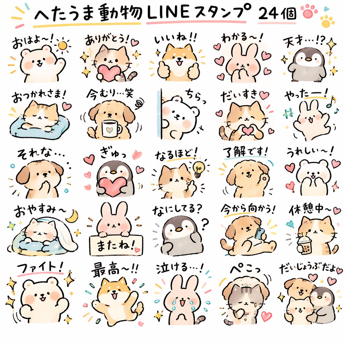 Cute Hand-Drawn Animal Stickers