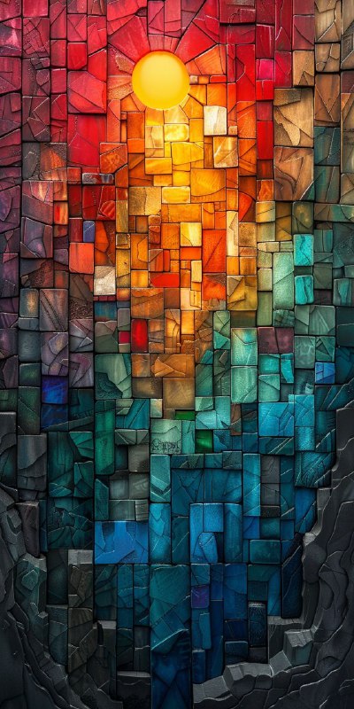 Abstract Cube Landscape in Peter Gric Style