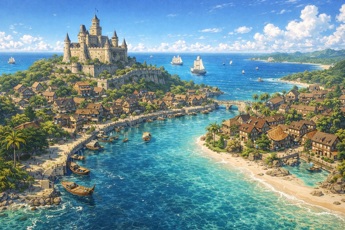 Fantasy Coastal Castle Panorama Art