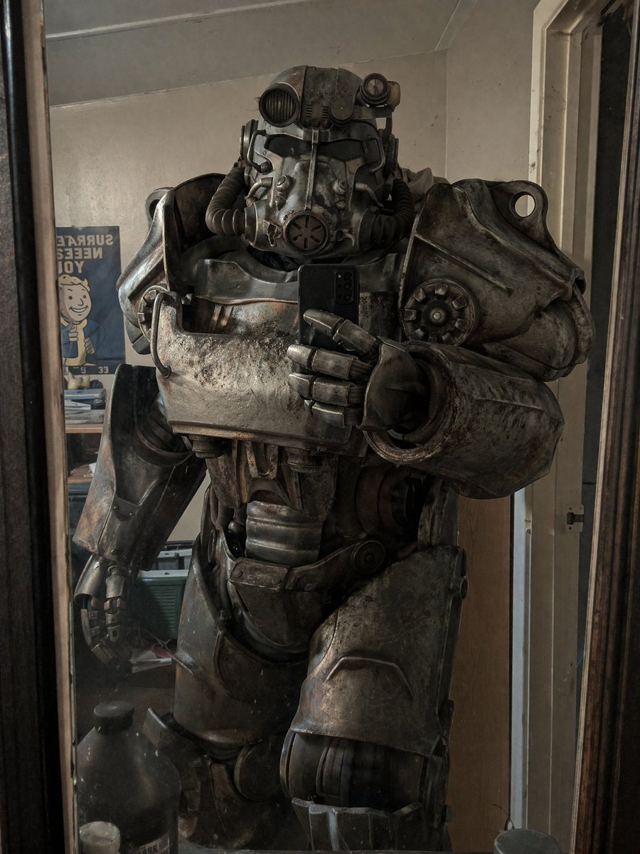 Battle Damaged Power Armor Mirror Selfie
