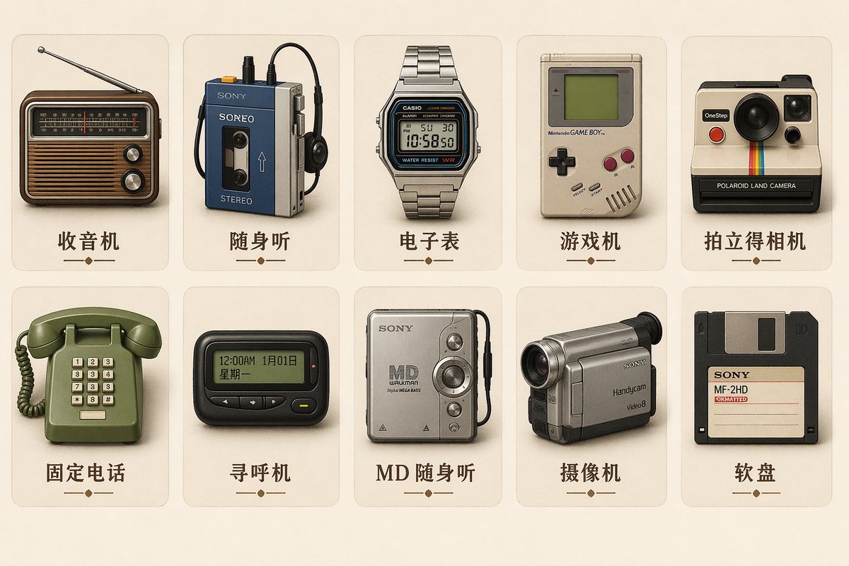 Retro Skeuomorphic Vintage Electronics Icons