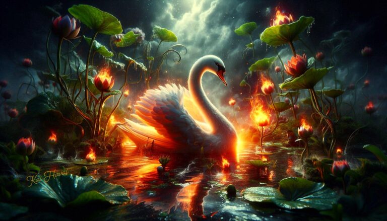 Organic Fire Swan Glowing Symbiosis Design