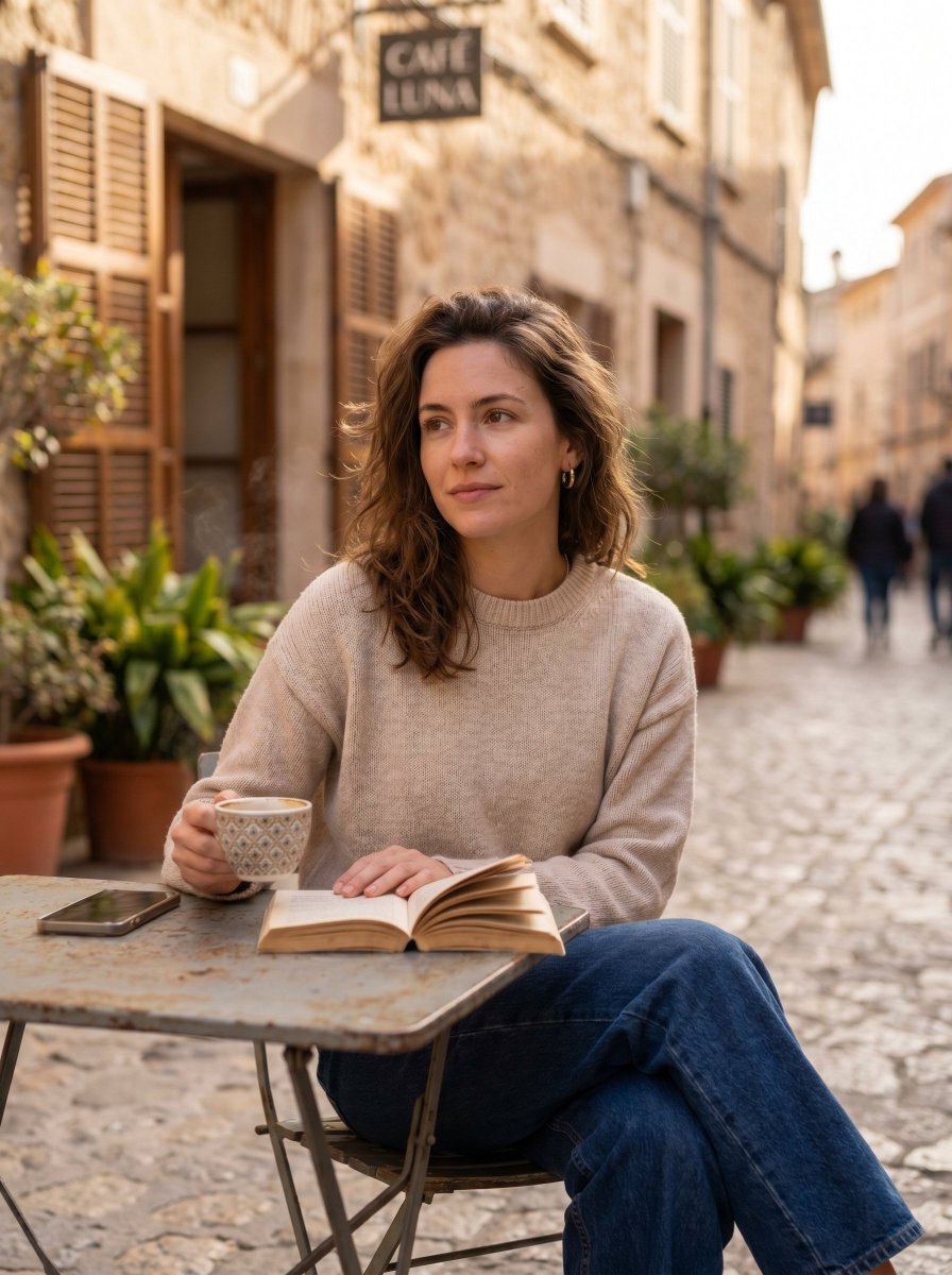 European Cafe Morning Cinematic Portrait