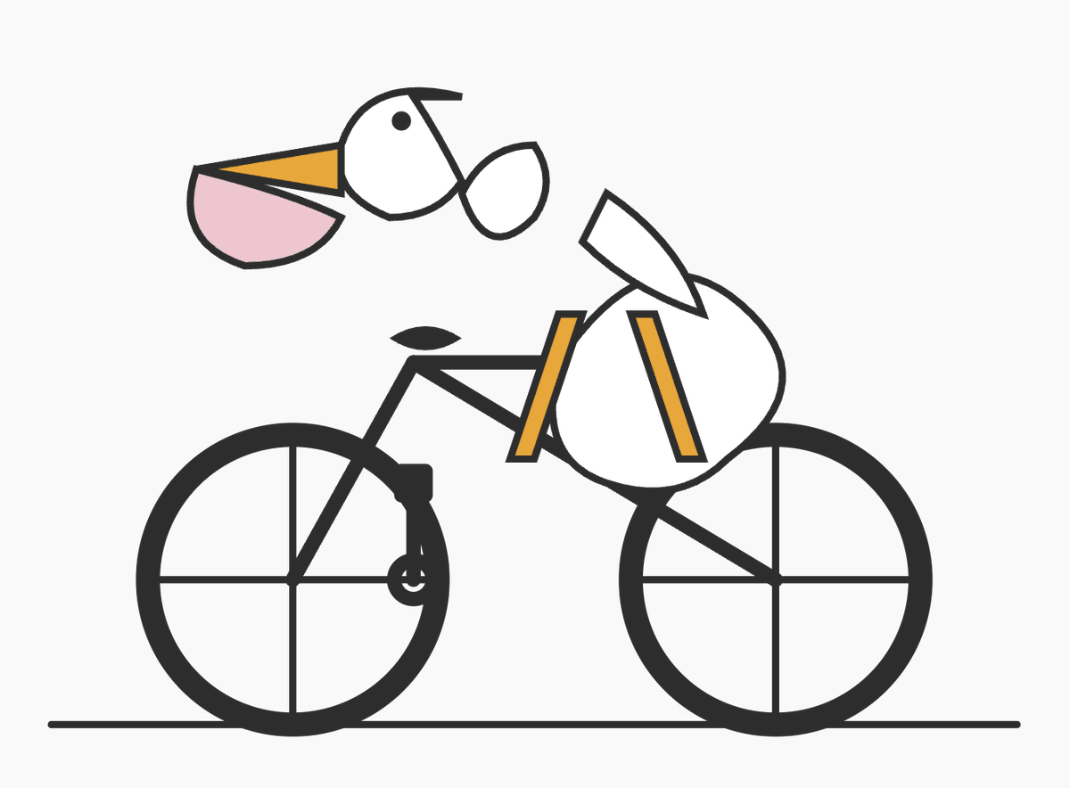 Whimsical Cycling Bird Vector