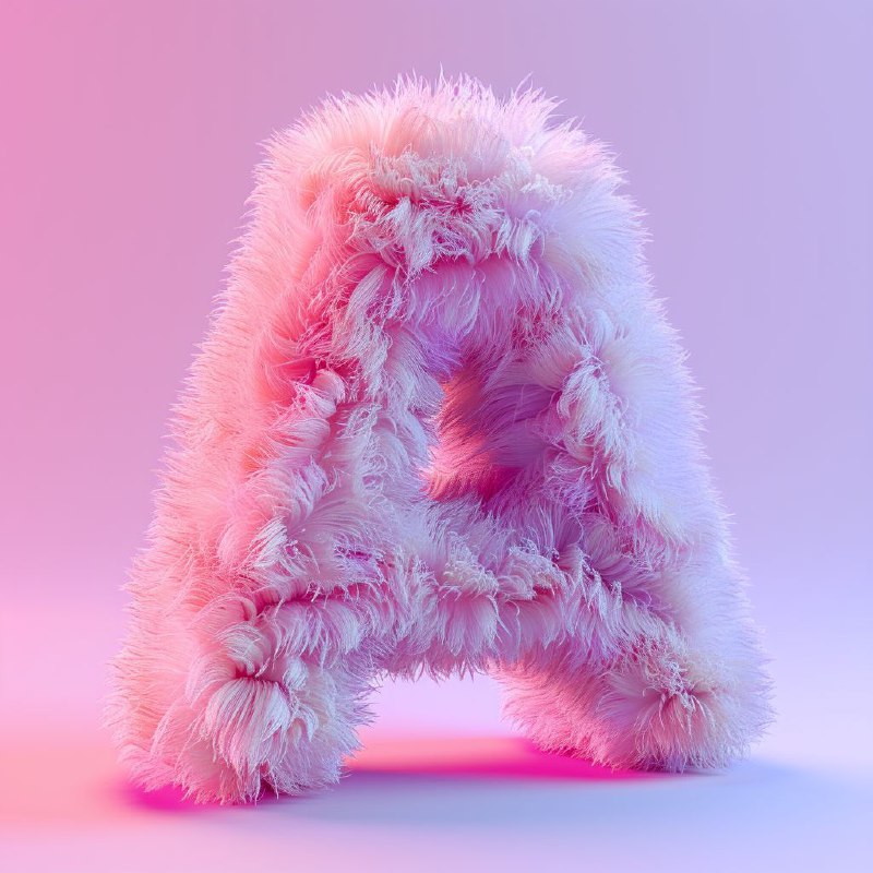 Fluffy Plush Letter A Typography in Pastel Tones