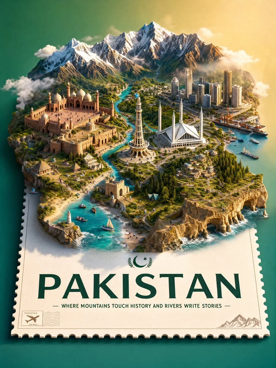 Pakistan 3D Isometric Travel Poster