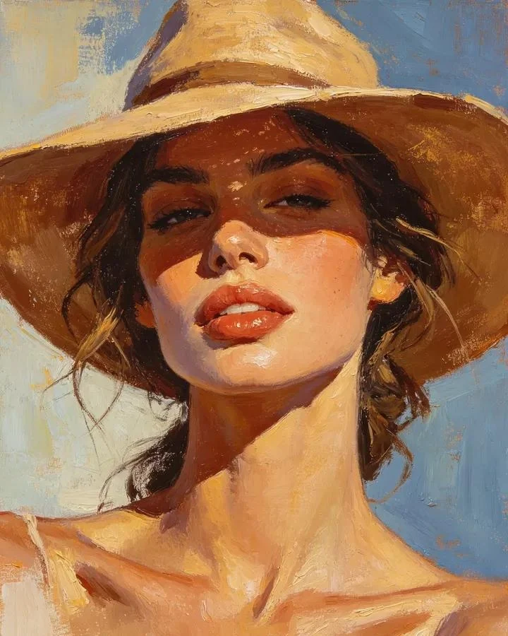 Golden Sunlight Oil Portrait