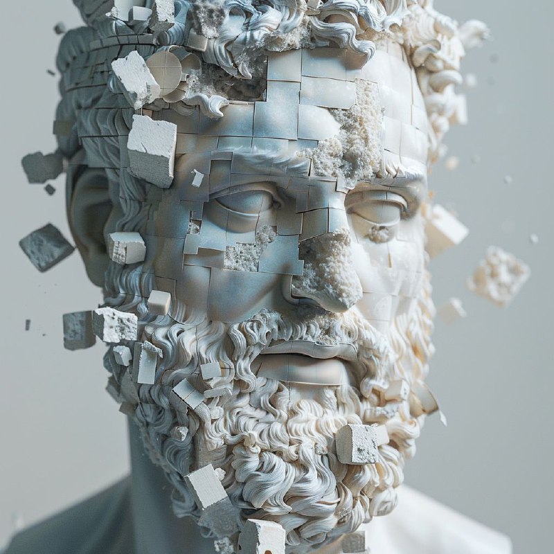 Greek Mythology Selfie Sculpture With Microplastic Face