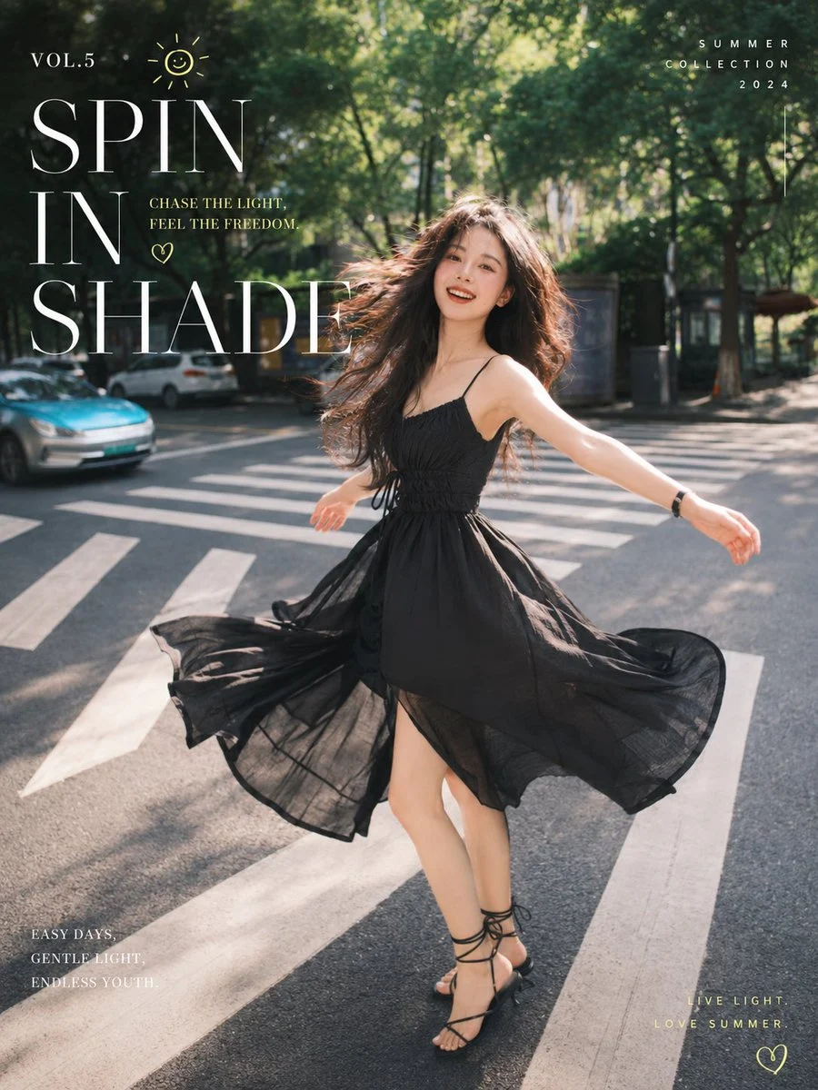 Summer Street Black Dress Editorial