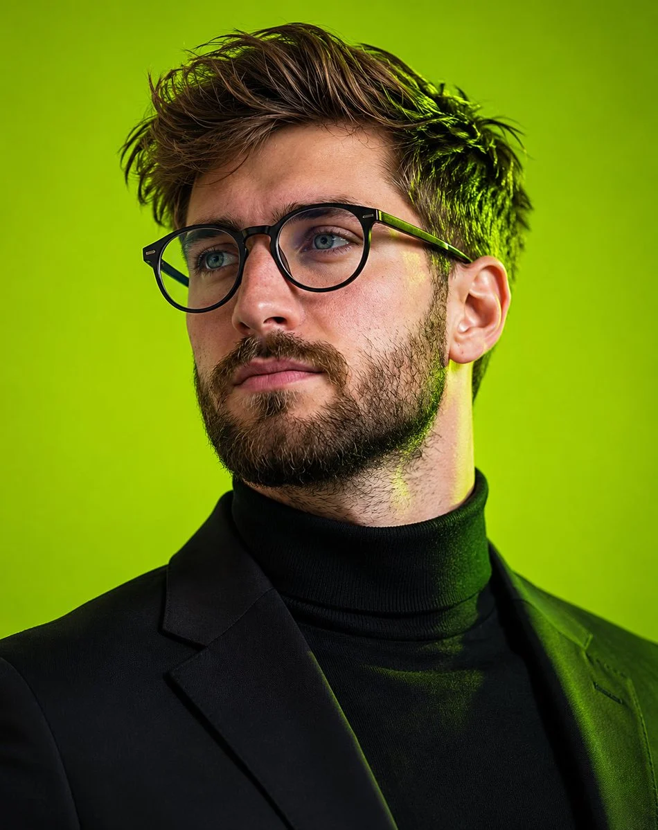 Neon Green Tech Founder Portrait