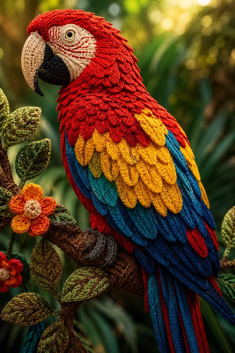 Knitted Yarn Bird Art Collection