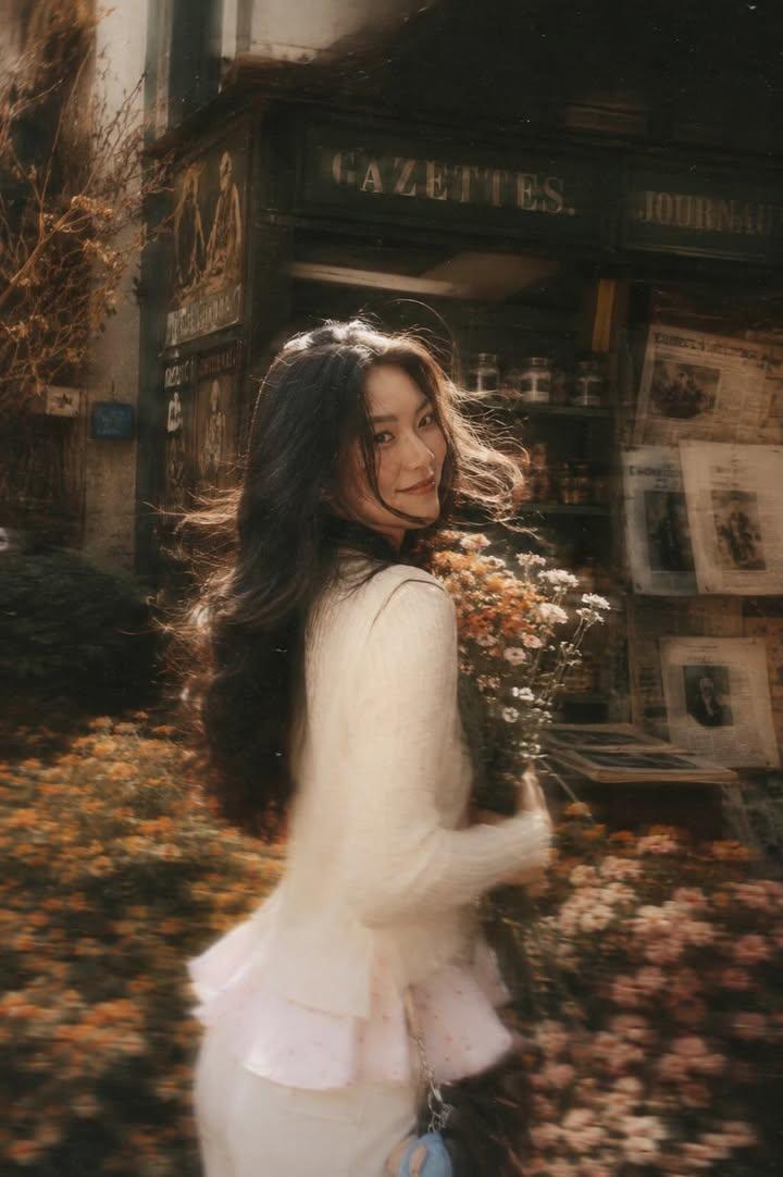 Parisian Rose Girl Golden Hour