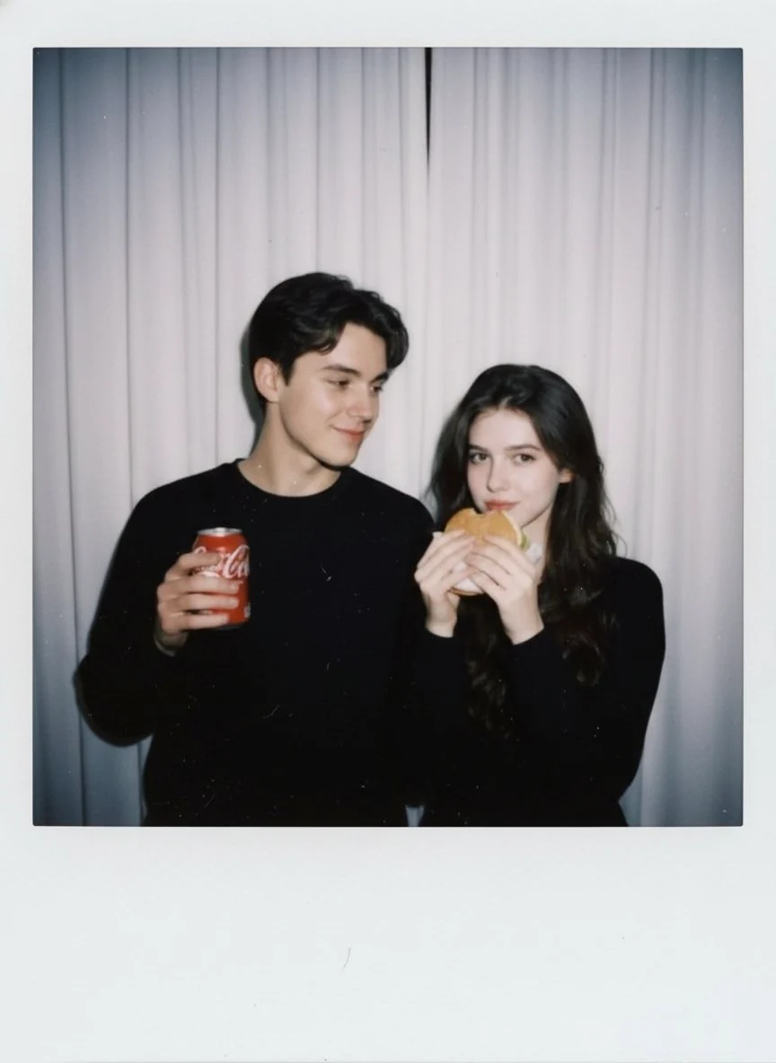 Polaroid Couple Candid Snapshot