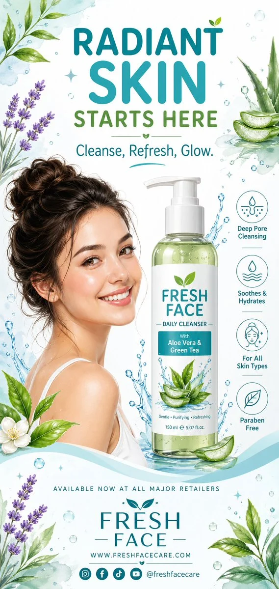 Fresh Face Wash Ad Poster Design