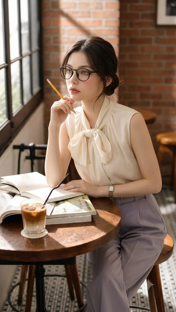 Sunlit Cafe Study Portrait