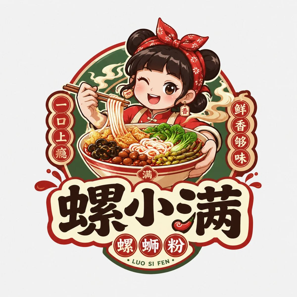 Chinese Food Mascot Badge Logo