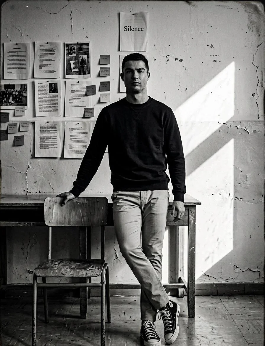 Cinematic B&W Classroom Portrait