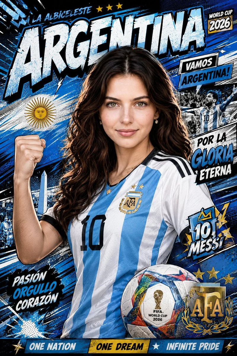 World Cup Comic Portrait Poster